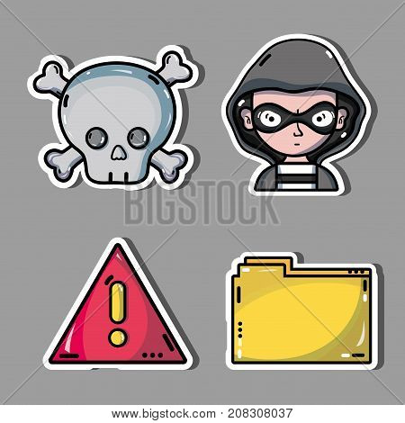 set programmer data information technology vector illustration