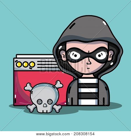 person hacker to programmer virus in the system vector illustration