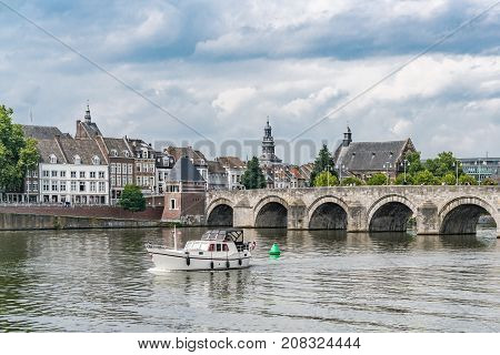 Maastricht beautiful riverside view travel with boat