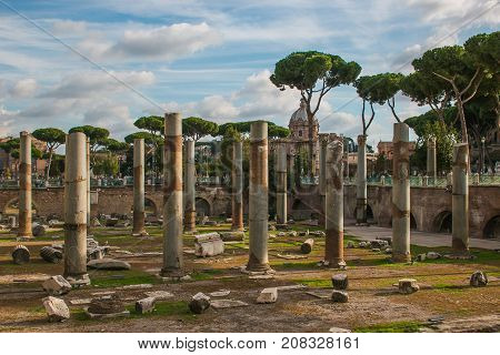 View of Trajan's Forum (Traiani), Rome, Italy, Europe