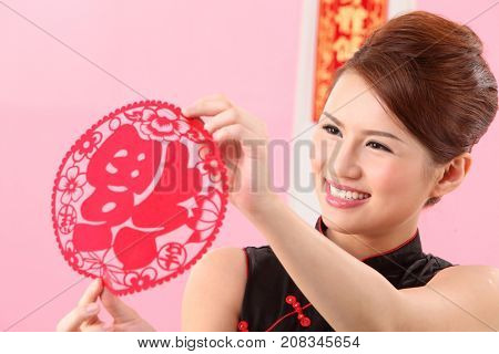 Young woman celebrating Chinese New Year
