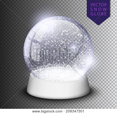 Snow Globe Isolated Template Empty On Transparent Background. Christmas Magic Ball. Realistic Xmas S