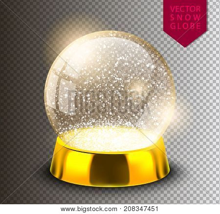Snow Globe Empty Template Isolated On Transparent Background. Christmas Magic Ball. Realistic Xmas S