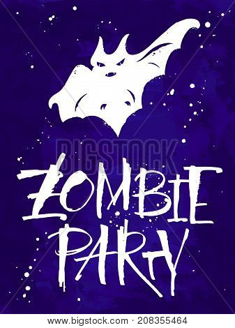 Zombie Party Halloween card. Handwritten modern calligraphy, vector illustration. Template for banners, posters, merchandising, cards or photo overlays.