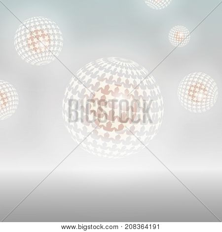 A background with hollow, glowing, star patterned spheres with a core. PNG file