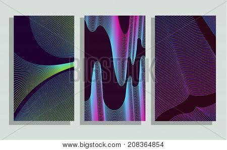 Set of 3 minimalistic vector covers design. Halftone gradients. For posters and more