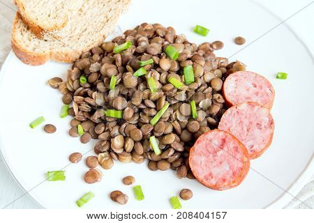Green Lentil With Homemade Sausage