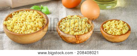 Ditalini Macaroni. Pasta Rings. Tubettini And Thimbles. Anellini.