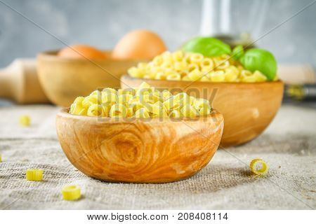 Ditalini Macaroni. Pasta Rings. Tubettini And Thimbles. Anellini.