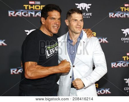 Lou Ferrigno and Louis Ferrigno Jr. at the World premiere of 'Thor: Ragnarok' held at the El Capitan Theatre in Hollywood, USA on October 10, 2017.