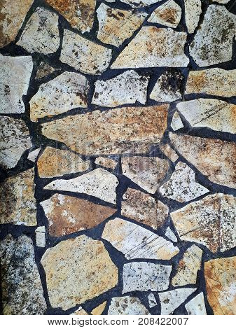 Close up of a grond in pieces of natural stones