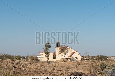 KEETMANSHOOP NAMIBIA - JUNE 13 2017: The Our Lady of Perpetual Help Roman Catholic Church in Keetmanshoop the capital town of the Karas Region of Namibia