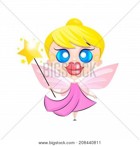 Flying fairy butterfly.Vector illustration on a white background.