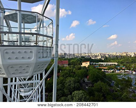 Big wheel on a fun fair - top view