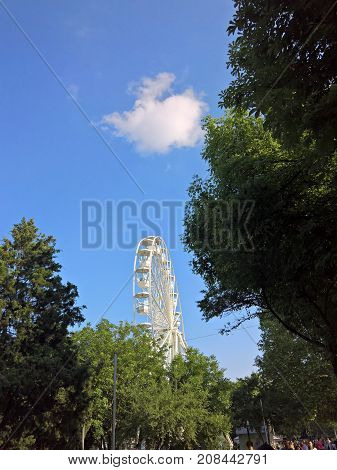 Big wheel on a fun fair - top view