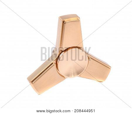 Metallic fidget spiner isolated on white background