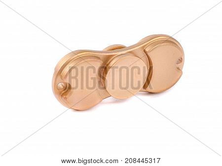 Metallic fidget spiner isolated on white background