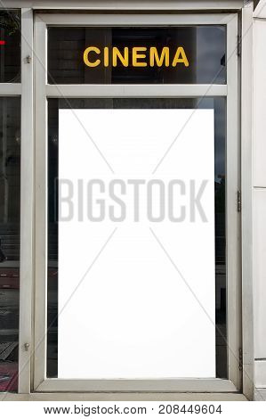 Blank Cinema Poster Mockup Theater Movie Label Case Display Advertisement Mockup