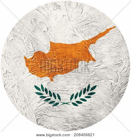 Grunge Cyprus Flag. Cyprus Button Flag Isolated On White Background
