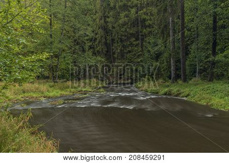 Chribska Kamenice River In National Park Ceske Svycarsko In Autumn Morning