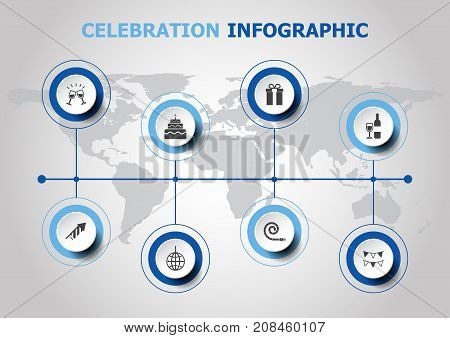 Infographic design with celebration icons, stock vector