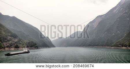 Majestic Three Gorges and Yangtze River in Hubei province in China.