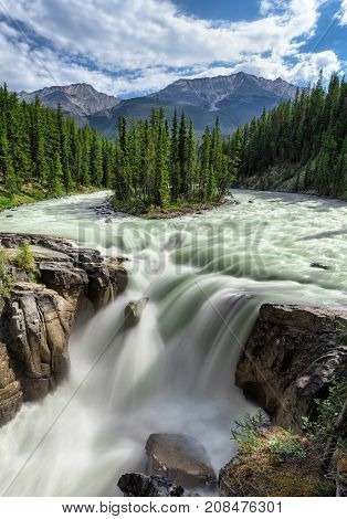 Sunwapta falls in Rocky Mountains, Banff National Park, Canada.