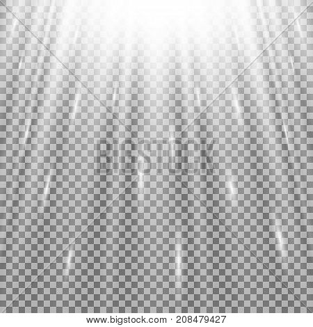 Bright vector rays light effect isolated on transparent background white color