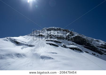 landscape from gemmi pass in switzerland during winter