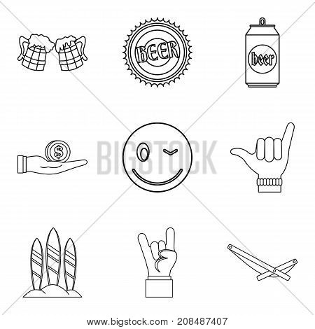 Bout icons set. Outline set of 9 bout vector icons for web isolated on white background