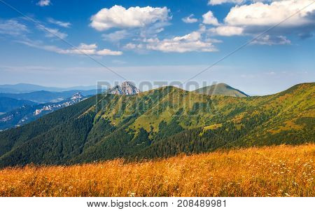 Mountain ridges in the Vratna valley in the national park Mala Fatra Slovakia Europe.