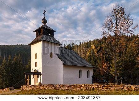 Historic chapel in the museum Kysuce village Slovakia central Europe