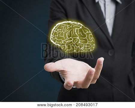 lightbulb brainstorming creative idea abstract icon on business hand.