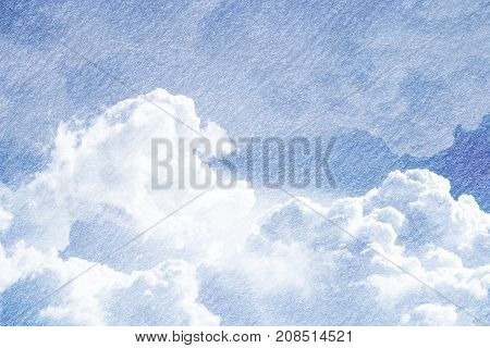 cloudy sky with grunge paper texture abstract nature background
