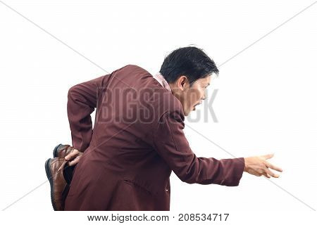 Crazy Businessman Holding Shoes And Stalk Back In, Do Not Get Me Wrong Isolate On White Background