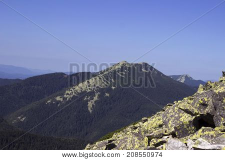 Mountains Gorgan In The Carpathian Mountains In Ukraine. A Lot O