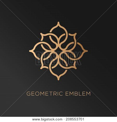 Abstract geometric logo template design in trendy linear style. Vector illustration.