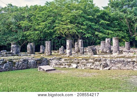 Mayan Ruins in San Gervasio,Cozumel, Mexico.The Palace Structure.