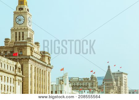 clock tower of waitan/bund,shanghai,china.