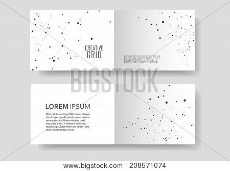 Polygonal abstract background with connected line and dots. Modern cover brochure with technological design for future world projects.