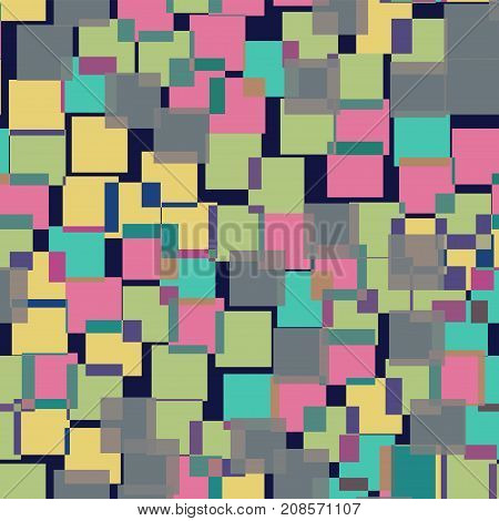 Abstract Squares Pattern. Deep Blue Geometric Background. Beauteous Random Squares. Geometric Chaoti