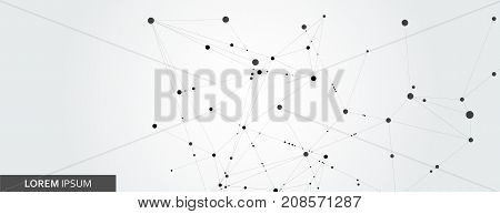 Abstract connection structure on banner template. Vector science and technology background.