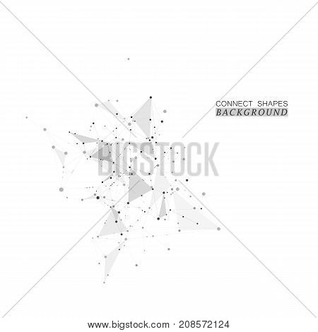 Abstract science background with connected dots and lines, molecular artificial neural network concept vector illustration.