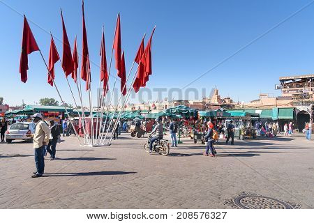 Jeema El Fna Square In Marrakech. Morocco
