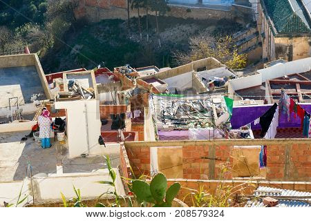 On The Roof Of House In Medina. Moulay Idriss Zerhoun, Morocco