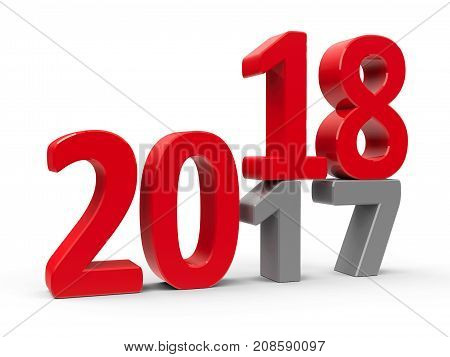 2017-2018 change represents the new year 2018 three-dimensional rendering 3D illustration