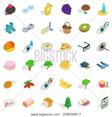 Health icons set. Isometric style of 36 health vector icons for web isolated on white background