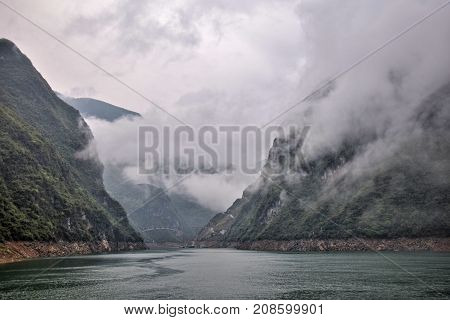 Majestic Three Gorges and Yangtze River in Hubei province in China.