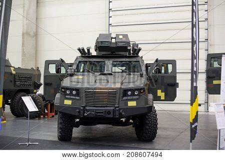 Military Armored Car Of Ukrainian Production At The Exhibition