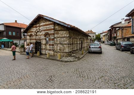 NESEBAR BULGARIA - AUGUST 21 2017: Church of St. Theodore (built in the 13th century) in the UNESCO World Heritage town of Nesebar.
